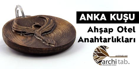 Ahşap Anka Kuşu Oyma Otel Anahtarlığı